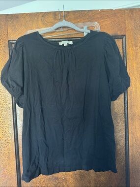 Loft Black Puff Sleeve Women's Top